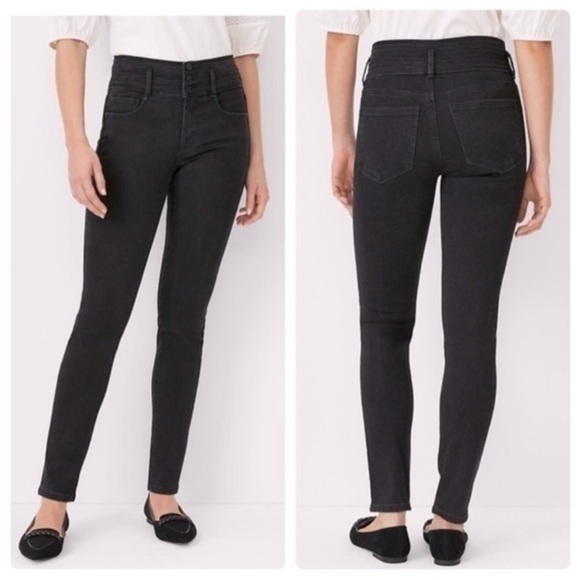 Ann Taylor Sculpting Pocket High Rise Skinny Jeans Jet Black Wash NWT 10 Capsule - Picture 1 of 16